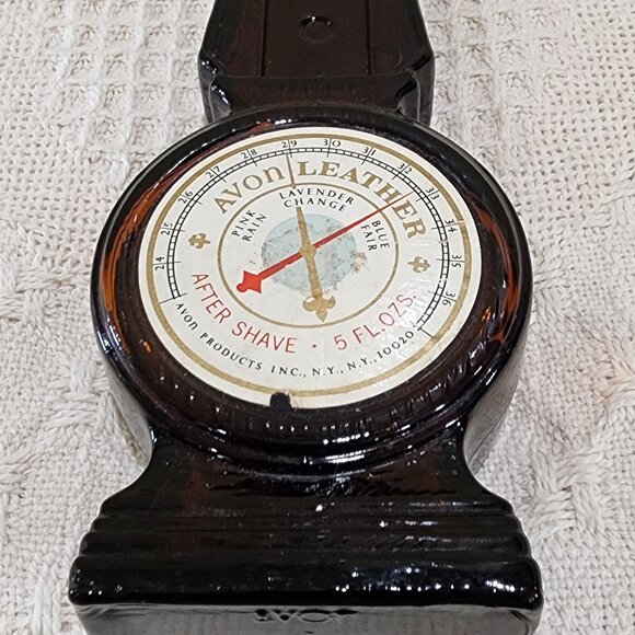 Vintage Avon BAROMETER Leather Scent Brown Glass Bottle Full No Box - Picture 8 of 11